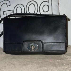 Vintage Kate Spade Small Crossbody w/striped interior and card slots.